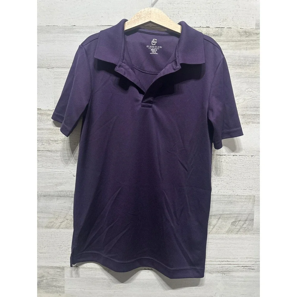 Class‎ Club Performance Polo Kids Size 10/12 Purple Modern Fit Short Sleeve EUC